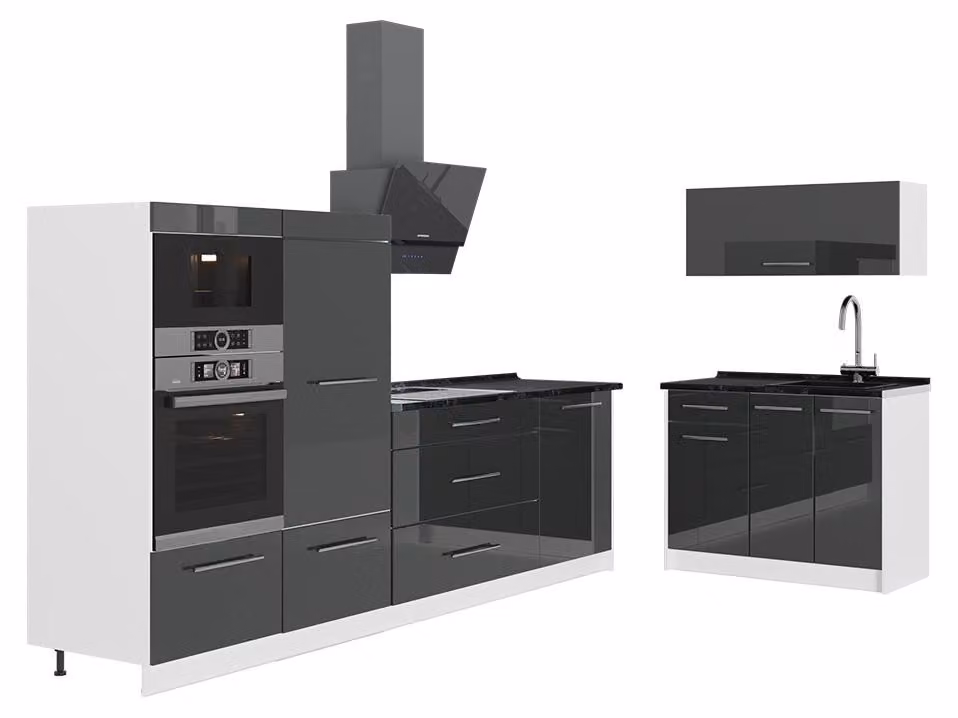 Cucina Vicco Fame-Line Antracite lucido/Bianco 380 cm, PL Antracite, Model 64120