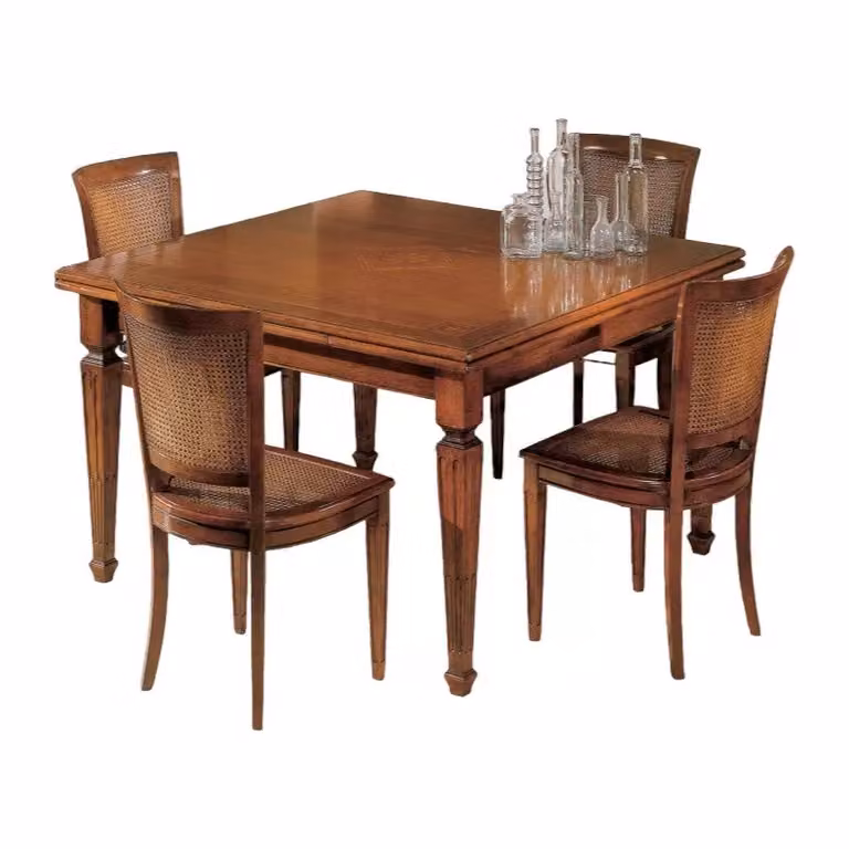 Tavolo quadrato allungabile classico con intarsio stella Mobili 2G L: 128 cm, P: 128 cm, H: 80 cm