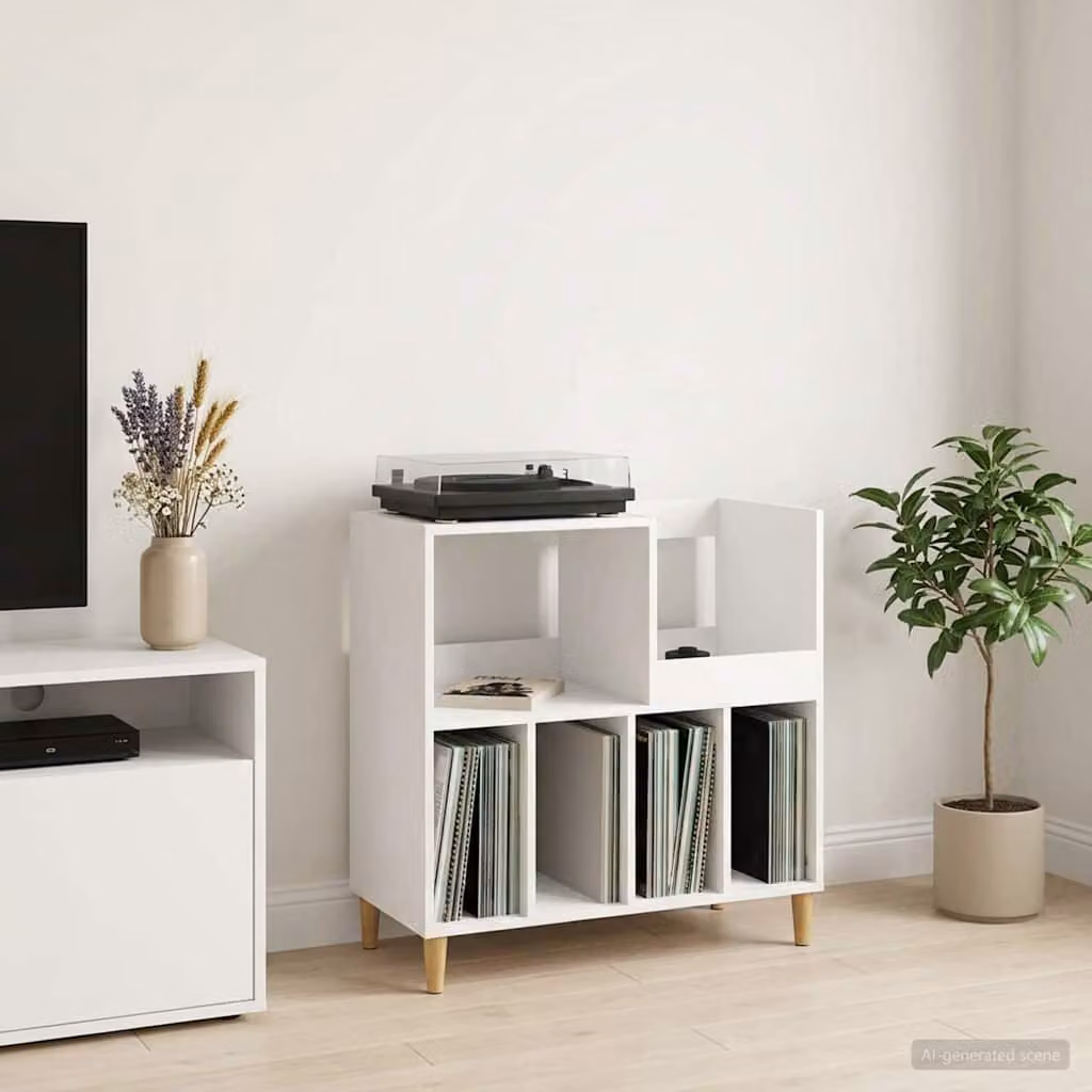 vidaXL Supporto per giradischi moderno in MDF bianco L 82 cm x P 39,5 cm x H 82,5 cm