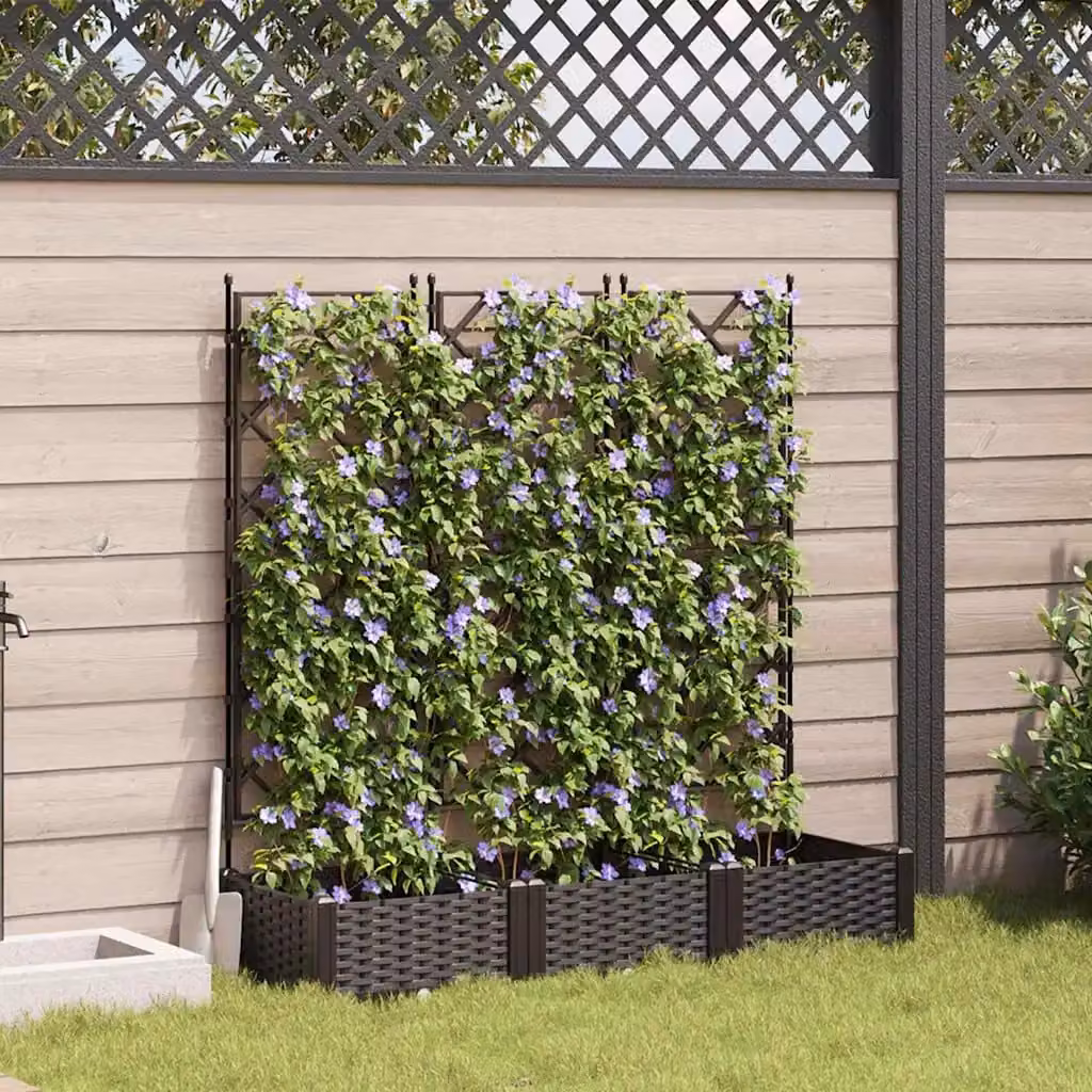 Set di 3 vasi da giardino vidaXL in plastica marrone L: 120 cm, P: 40 cm, H: 125,5 cm