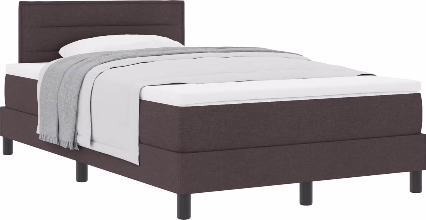 vidaXL Letto a molle con testiera marrone scuro 120 x 200 cm in tessuto
