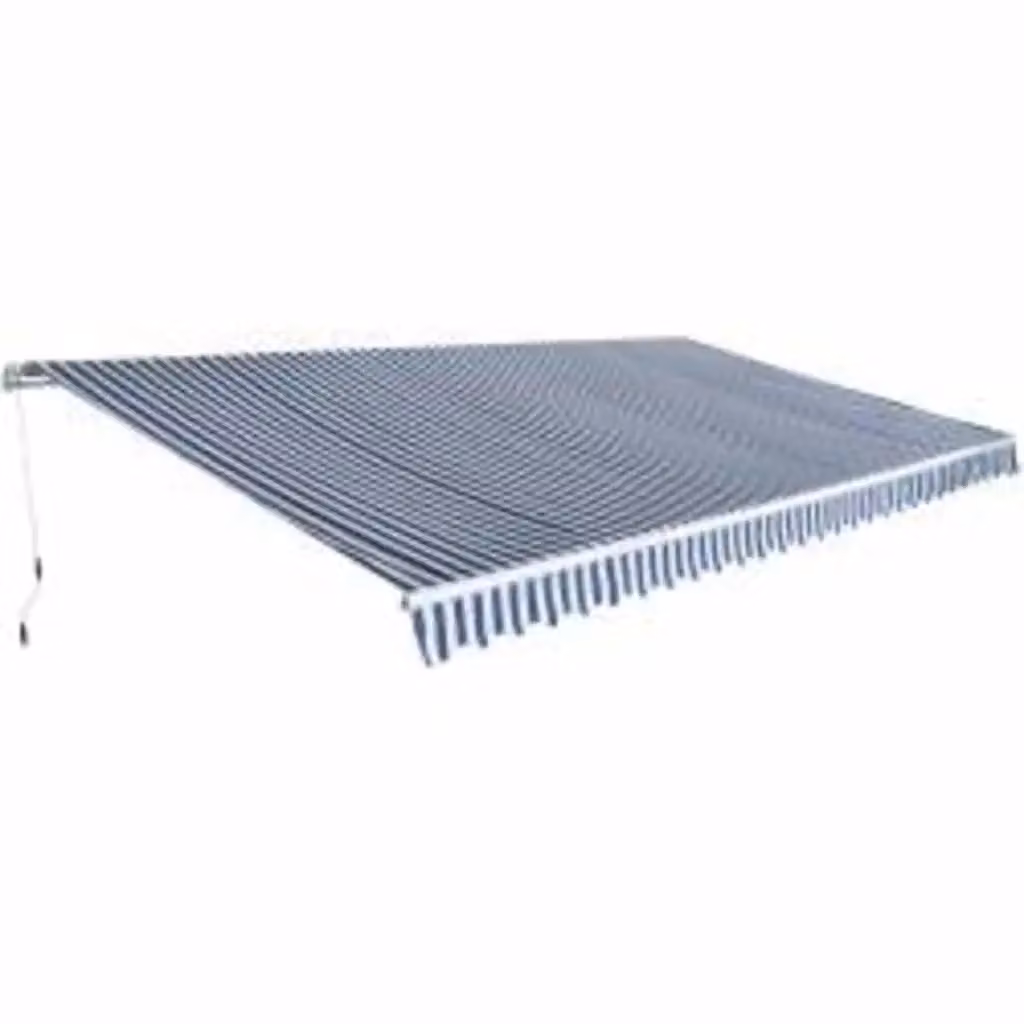 Tenda da sole pieghevole manuale vidaXL in alluminio e poliestere, Blu/Bianca, L: 600 cm x P: 300 cm