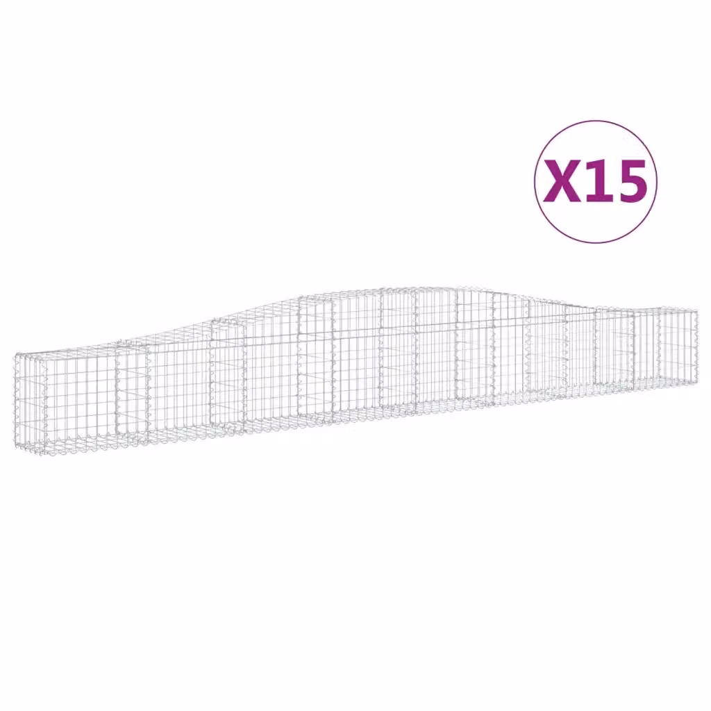 Set di 15 Cesti Gabbioni ad Arco vidaXL in Acciaio Zincato Argento L: 400 cm, P: 30 cm, H: 40-60 cm – 2
