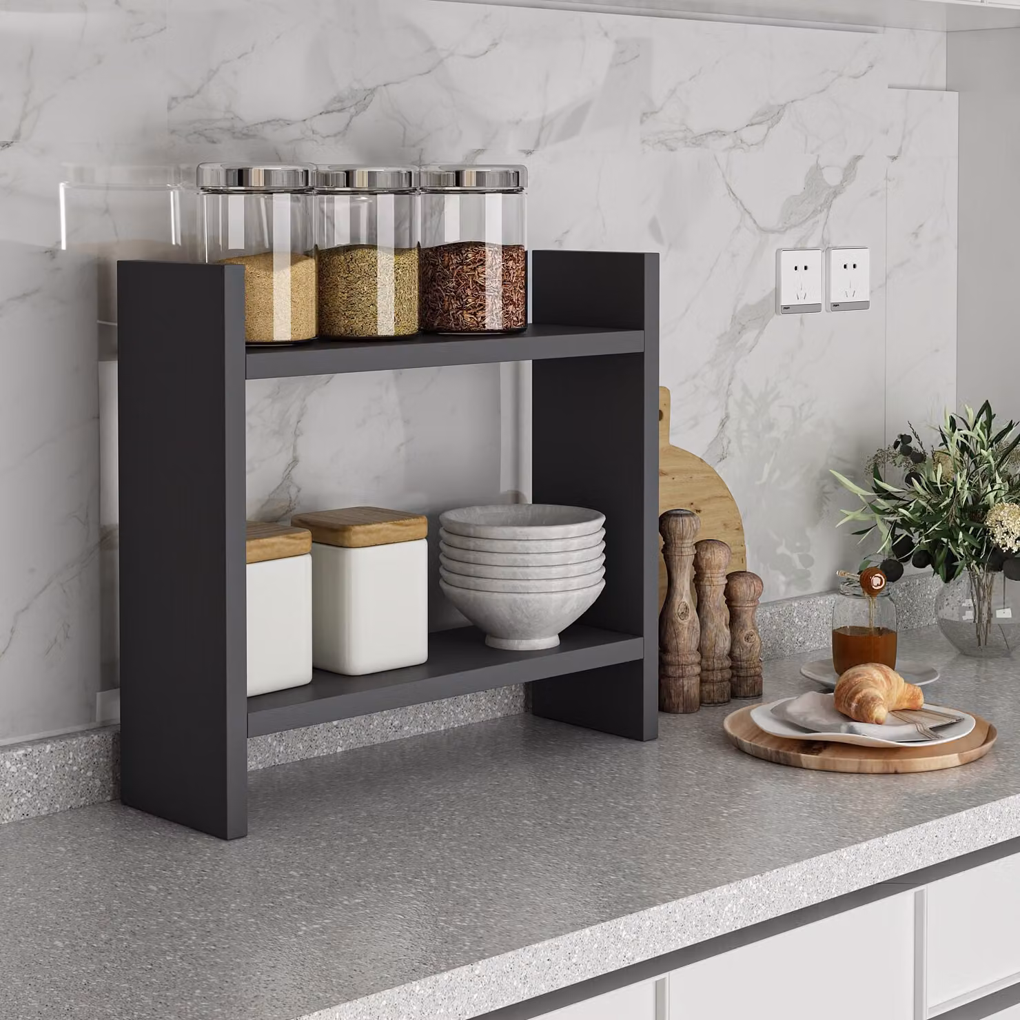 Skye Decor, Denver - Antracite, mensole da cucina, antracite, 34 x 10 x 30 cm