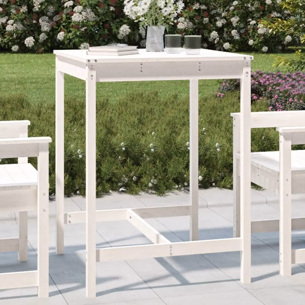 Maison Exclusive - Tavolo da giardino bianco 82,5x82,5x110 cm in legno massello di pino