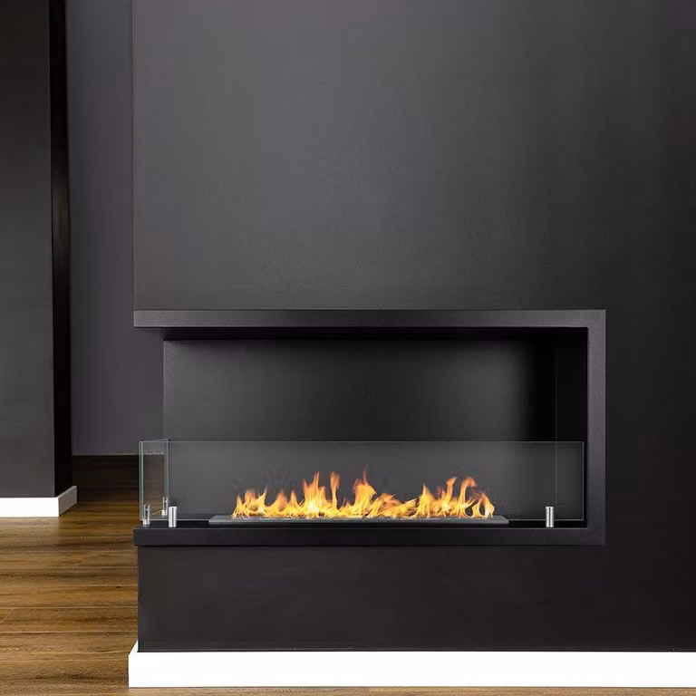 Dmora Camino a Bioetanolo Garzeno 90x22x45h cm Nero, Capacità 1.5 lt Superficie Riscaldabile 30 m2