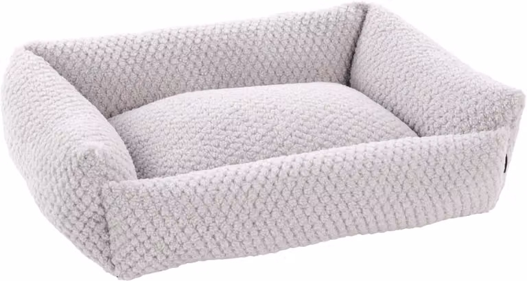 Cesto rettangolare in tessuto Jacquard, colore grigio, marca Flamingo. Dimensioni: 65x50x20 cm. Lavabile. Base antiscivolo
