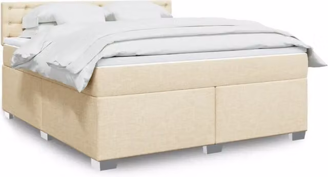 Letto Ibrido con Materasso e Struttura in Tessuto beige e bianco vidaXL L/P: 180 x 200 cm