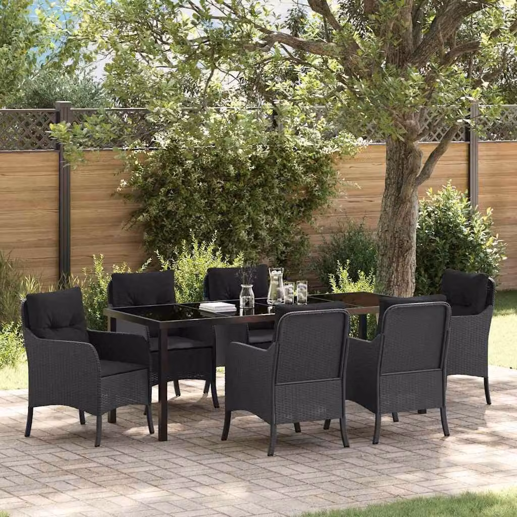 Maison Exclusive - Set da giardino per esterni, 7 pezzi, in rattan sintetico nero