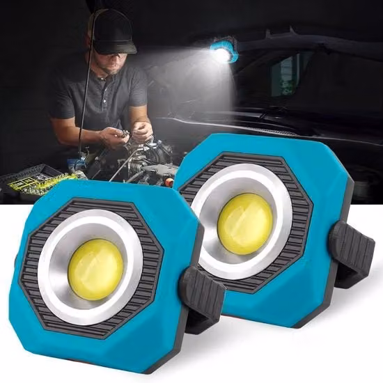 Faretti LED SolarGlow ricaricabili con base magnetica e supporto a 360 gradi, ideali per emergenza, giardino e lavori professionali