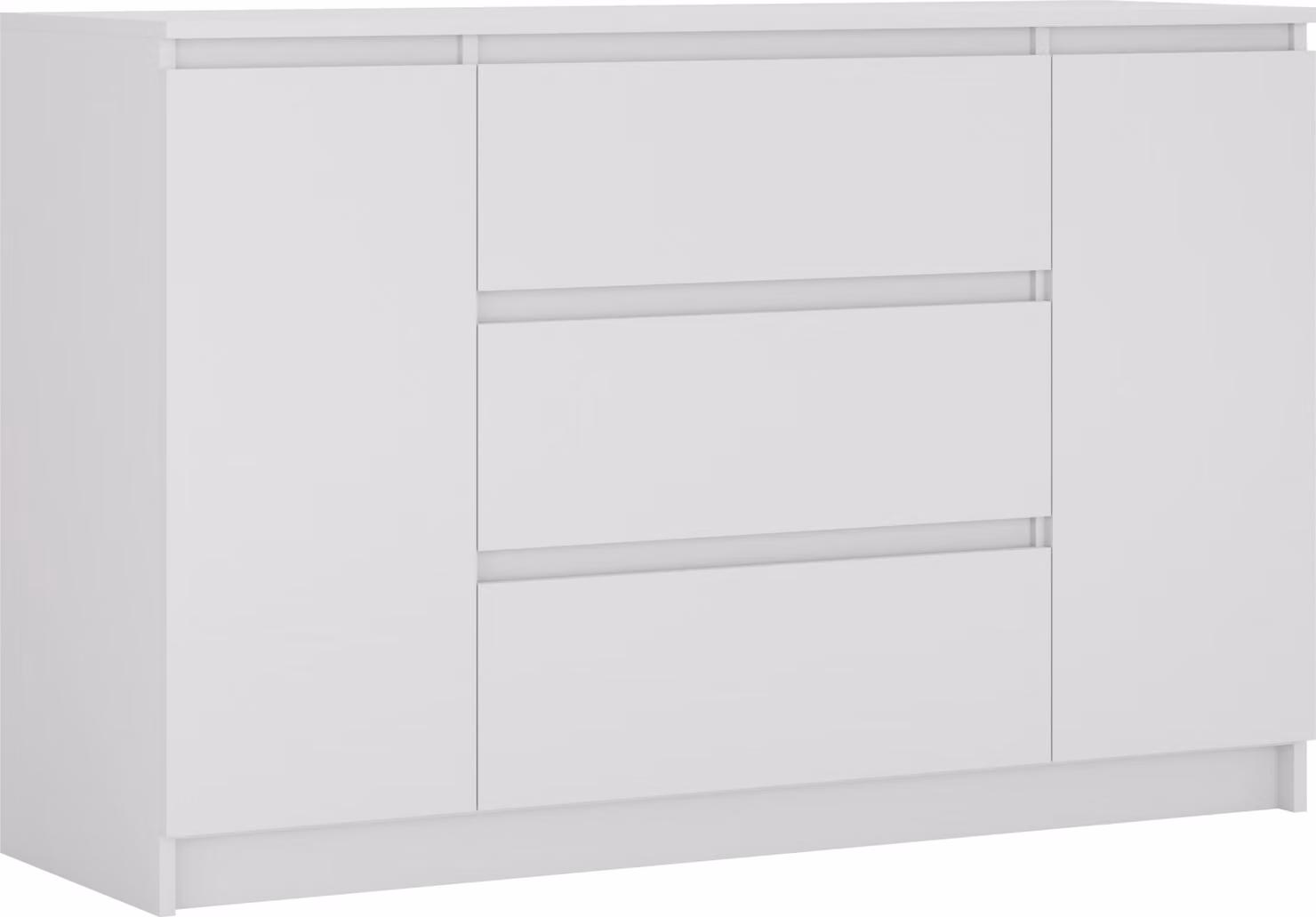 Cassettiera, bianco opaco, 120 x 39 x 78 cm, 2 ante, 3 cassetti