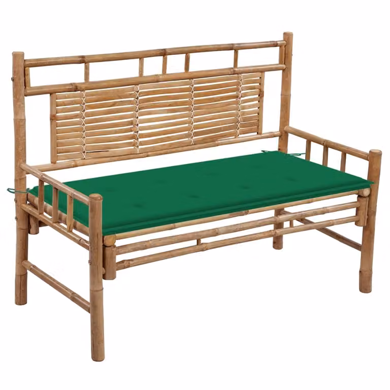 vidaXL Panca da giardino con cuscino in bambù da 120 cm