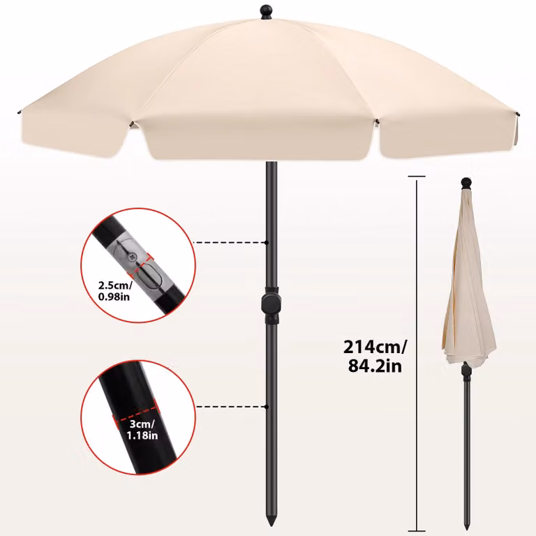 Gazebo da giardino, tenda con tetto regolabile, protezione UV, forma circolare, colore beige