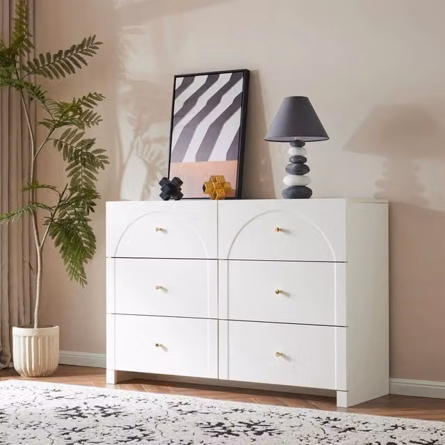 Comò REDOM con 6 cassetti in MDF bianco opaco L/P/H: 120 x 40 x 82 cm – 1