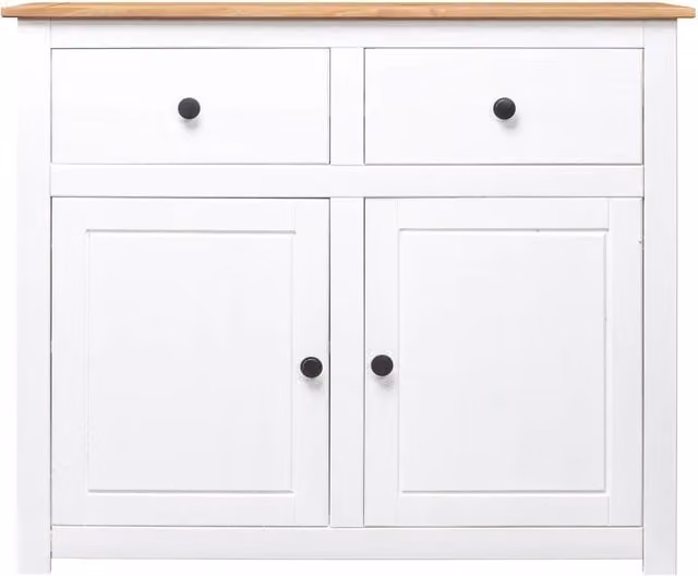 Credenza | Madia | Buffet da pranzo | Armadio da pranzo Bianca 93x40x80 cm in Legno Massello di Pino Panama