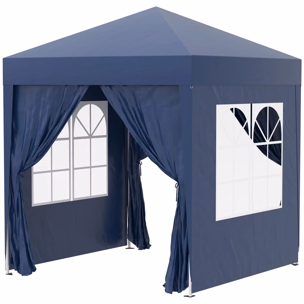 Gazebo Pieghevole Pop Up XYLO con 4 Pareti in Poliestere e Acciaio, Blu, L/P/H: 200 x 200 x 240 cm – 2