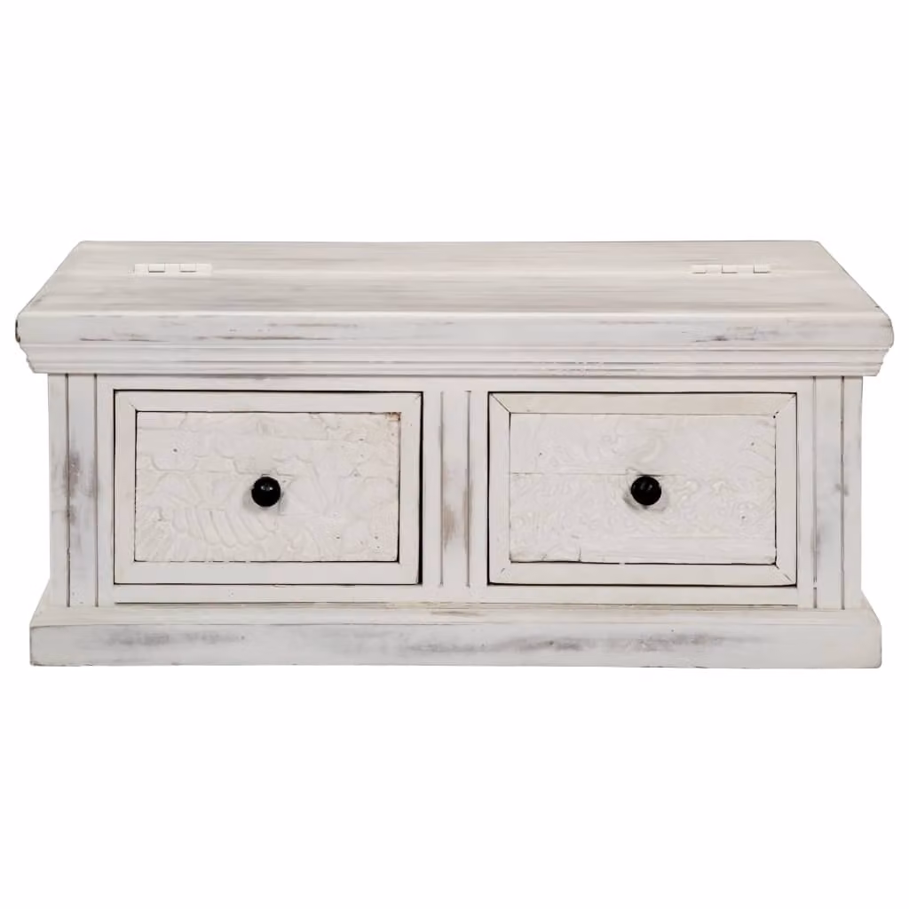 Tavolino da Salotto Bianco 70x70x30 cm Legno Massello di Mango