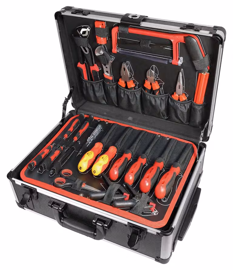 BRÜDER MANNESMANN M29076 Set di utensili BRÜDER MANNESMANN, 211 pezzi, in carrello di alluminio