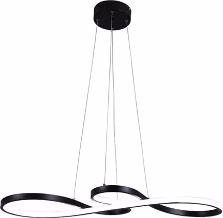 Moderna lampada a sospensione, luminosità regolabile, elegante design in alluminio, corpo nero, dimmerabile con telecomando