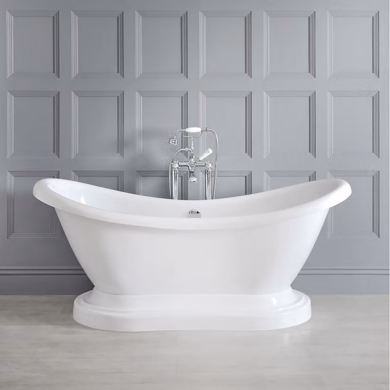 Vasca da bagno freestanding ovale HudsonReed in acrilico bianca L: 195 cm, P: 73 cm, H: 71 cm
