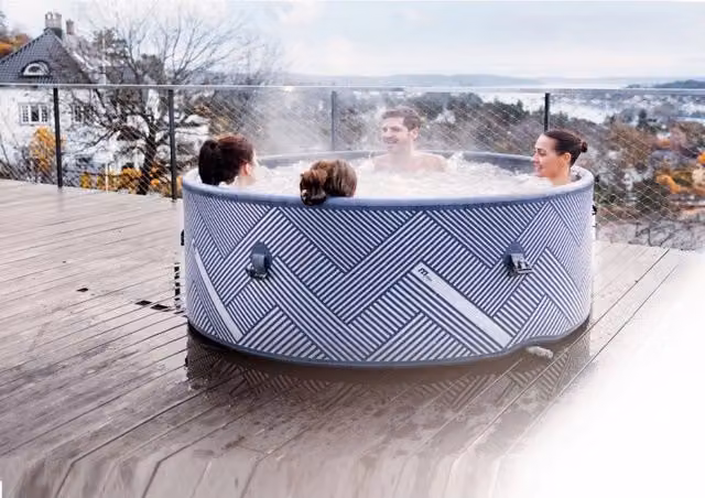 Minipiscina SPA gonfiabile Mspa Naval Whifi con idromassaggio, modello rotondo in PVC, colori grigio e blu, diametro 173 cm – 1