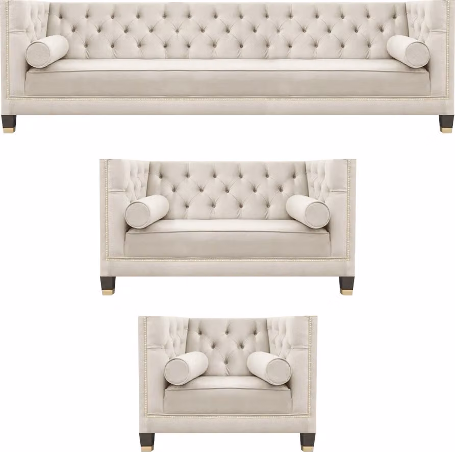 Polster Wohnzimmer Garnitur Designer Sofagarnitur Luxus Textil Sessel