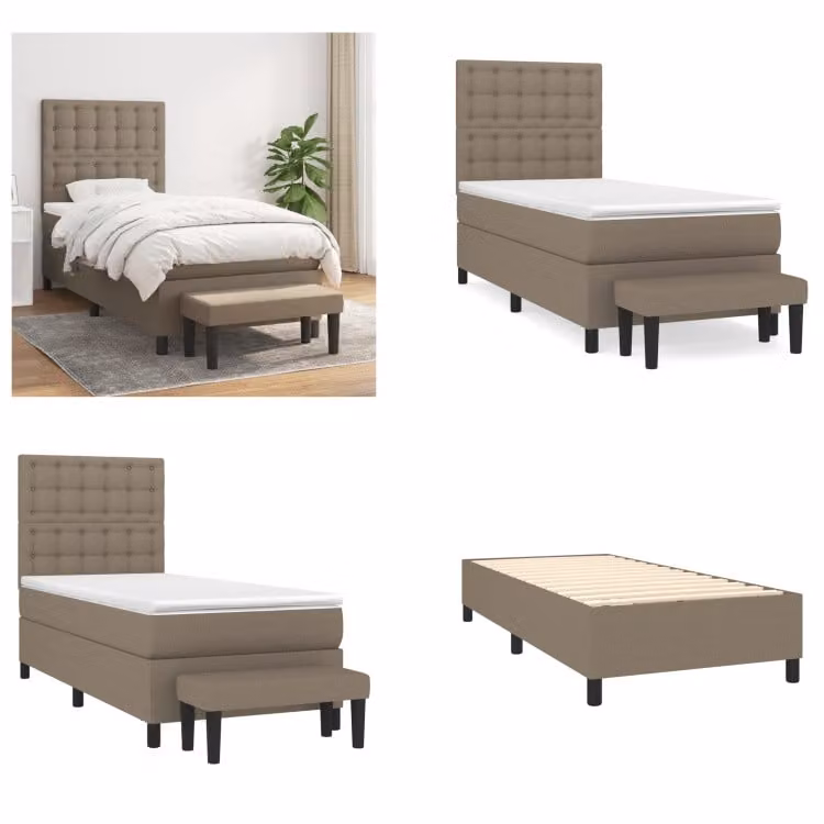vidaXL Letto boxspring con materasso Taupe 90x190 cm in tessuto - Letto boxspring - Boxspringbetten - Bett - Schlafzimmermöbel