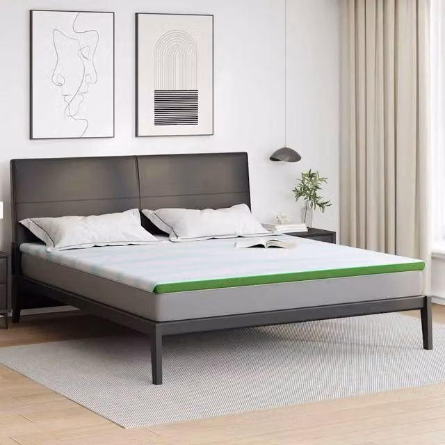 Topper per materasso in foam vidaXL Bianco e Verde L/P/H: 200 x 200 x 6 cm