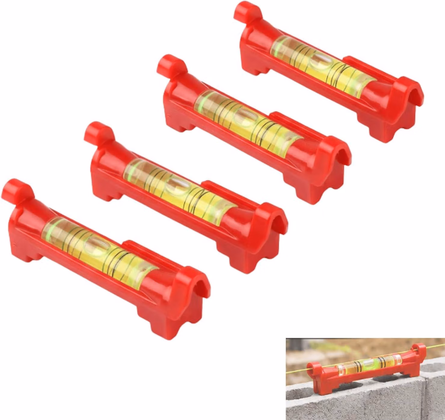 Set di livelle a bolla, 4 pezzi, livelle rosse, per misurazioni precise