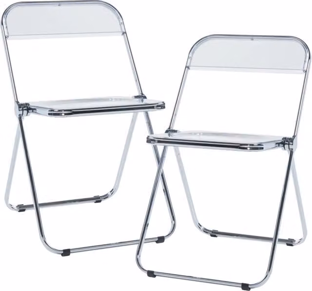 Set di 2 sedie pieghevoli da esterno per giardino campeggio e terrazza 74 x 46 x 47 cm trasparenti 03_0009648