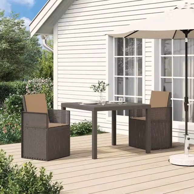 Set da pranzo per giardino e terrazzo vidaXL in 3 pezzi grigio e beige