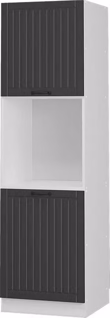 Mobile per forno da incasso Fame-Line Antracite rustico/Bianco 60 cm aperto Vicco