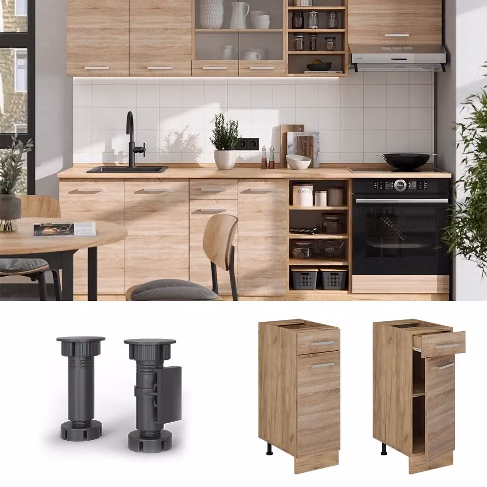 Mobiletto base per cucina Vicco R-Line in Rovere, L: 30 cm, H: 81,6 cm, P: 60 cm – 2