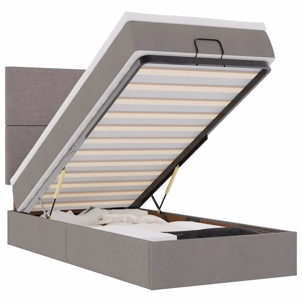 Letto con contenitore a sollevamento vidaXL in tessuto con materasso, L: 190 cm, P: 90 cm, H: 128 cm – 2