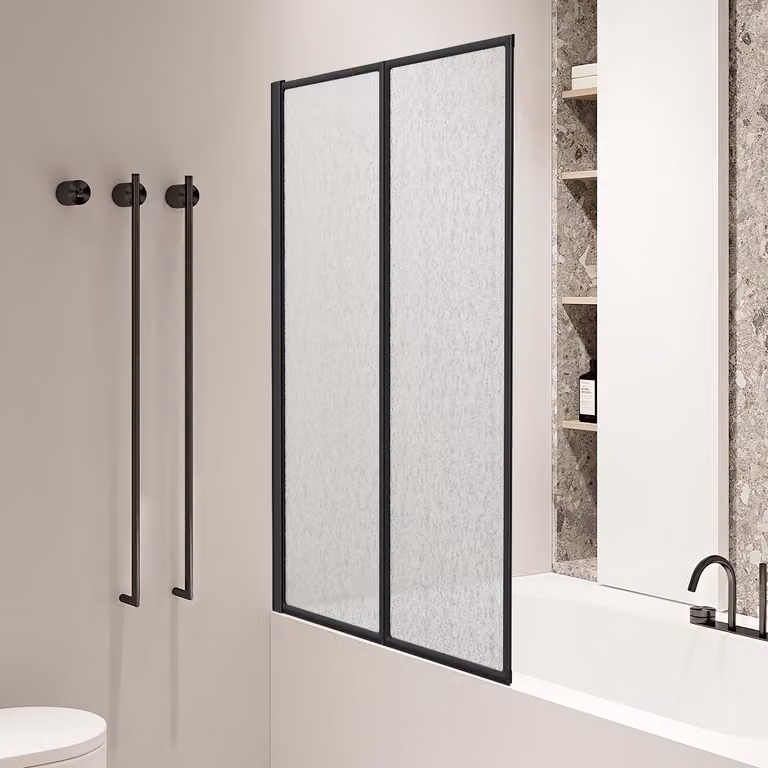 Jayseuw Box doccia 100x140 cm Parete pieghevole per vasca da bagno, telaio nero, parete doccia, accessorio per vasca da bagno, box doccia