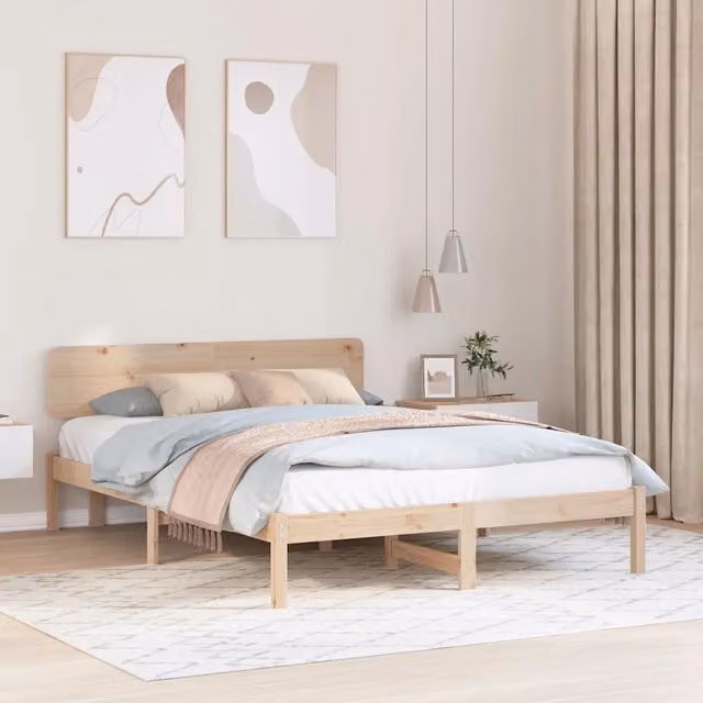 Struttura del letto-Giroletto Naturale 150 x 200 cm Pino massello 661452