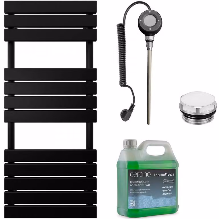 Set di radiatori elettrici da bagno Claude - Wi-Fi - 600W - nero opaco - 1200x500 mm