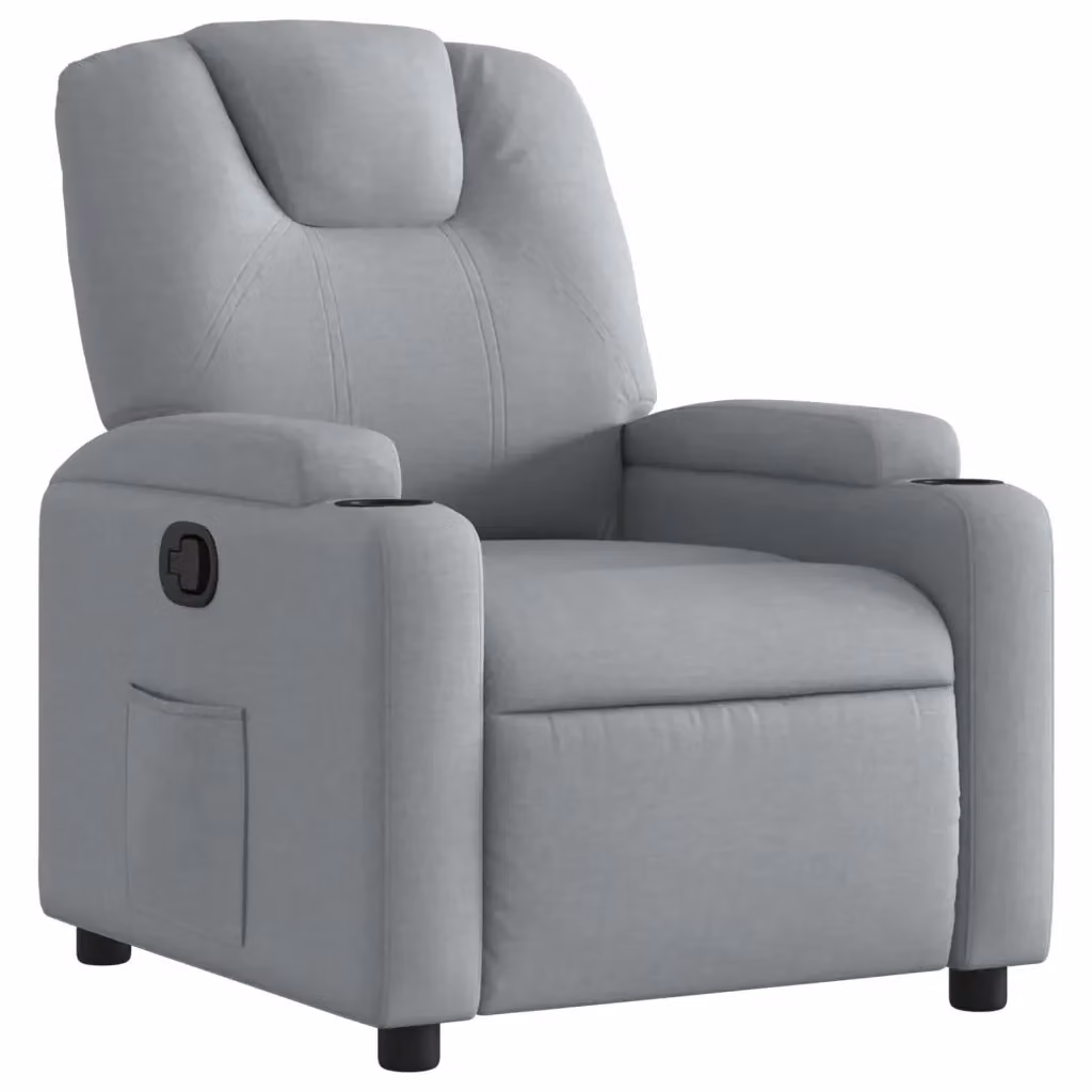 vidaXL Poltrona reclinabile moderna in tessuto grigio con braccioli e leva manuale – 2