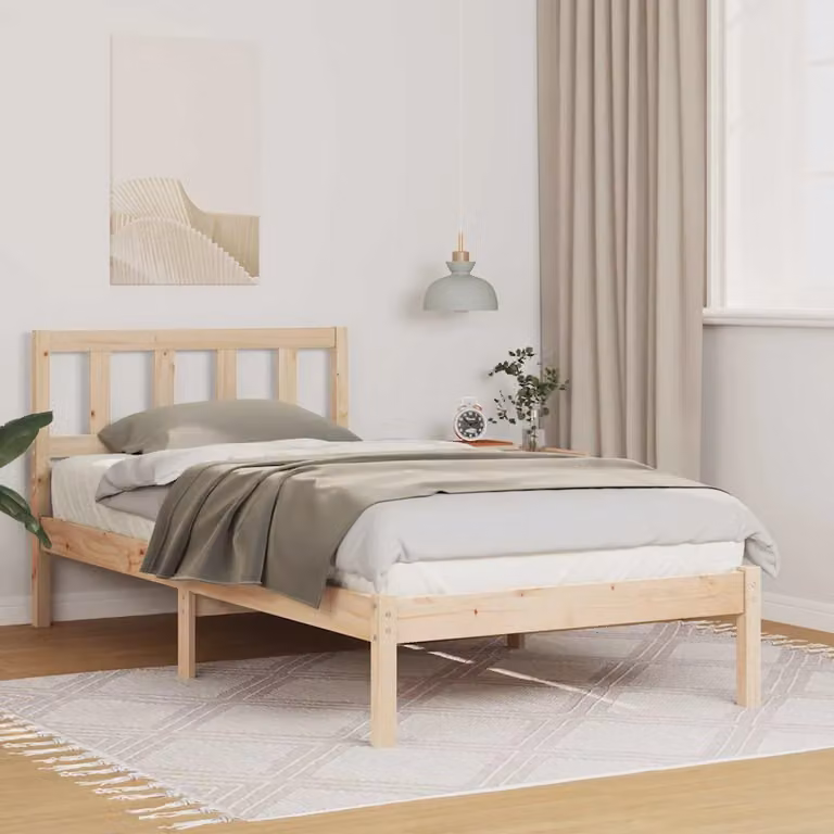 Struttura del letto moderna vidaXL in pino massello marrone L 190 x P 80 cm