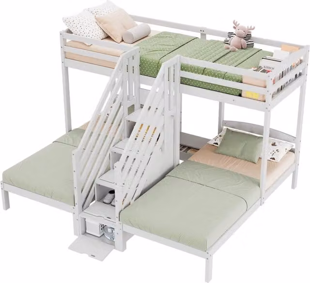 Letto a Soppalco Stilvora Bianco con Scala e Cassetti L/P/H: 200 x 90 x 240 cm – 1