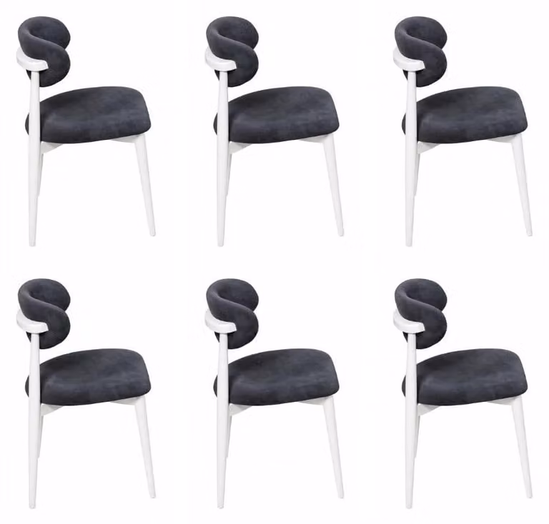 6 sedie, stile moderno, colore nero e bianco, imbottite, confortevoli, ideali per la sala da pranzo, rivestite in tessuto