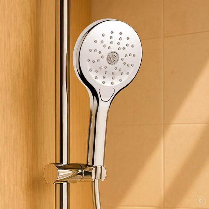 Doccetta AquaCraft 3 modalità di getto 120 mm I Soffione doccia a risparmio idrico cromato I I Soffione doccia con funzione massaggio e getto a pioggia I Soffione doccia a pioggia Easy Clean I con pulsante I Attacco standard