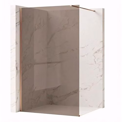 Rea - Parete Doccia Flexi Brown 110 Vetro Fumé Marrone Da 8 Mm, Rame Spazzolato, Walk-In 120X110X195Cm