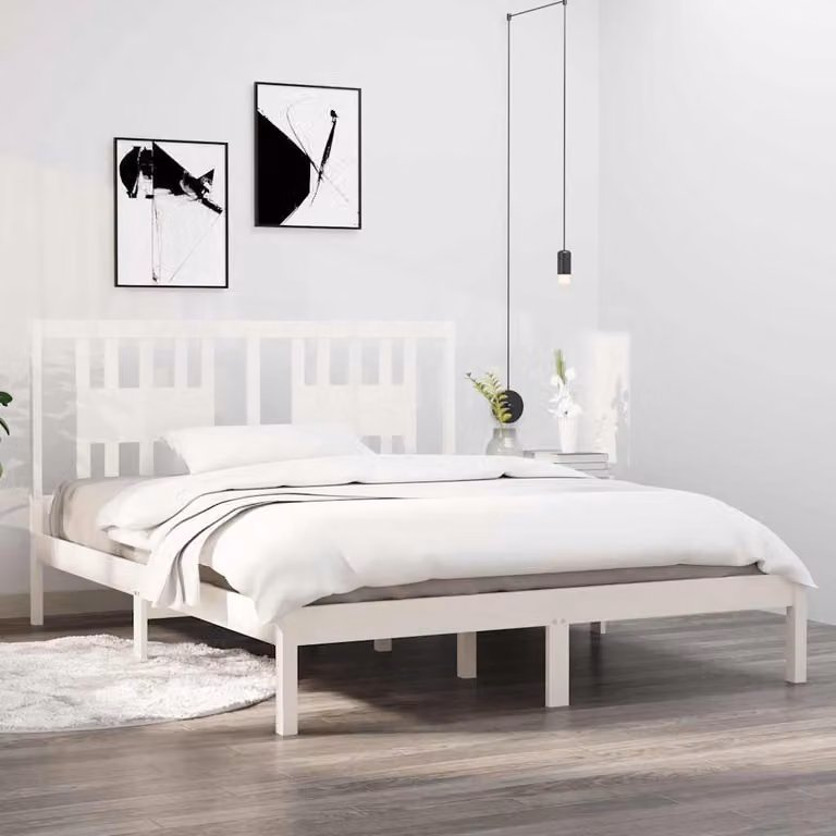Giroletto vidaXL in legno massello di pino bianco con doghe fisse L/P: 140 x 200 cm