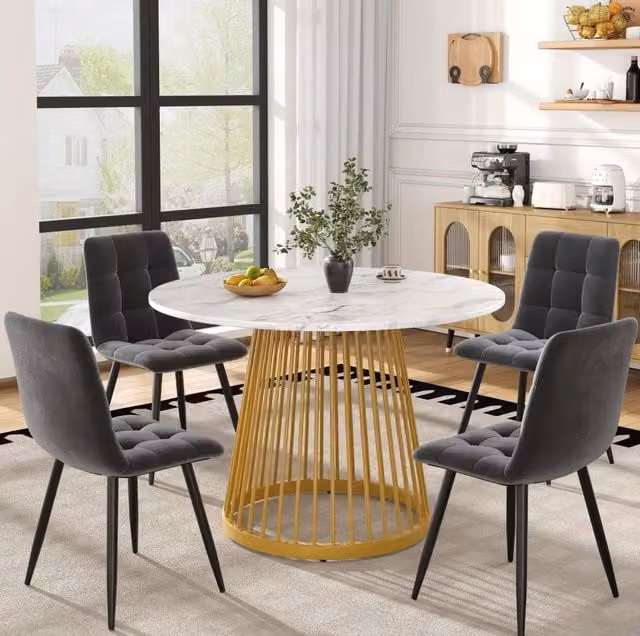 Set da pranzo 5 pezzi con tavolo rotondo e 4 sedie