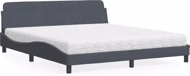 Letto con Materasso Dover vidaXL in Velluto Grigio Scuro L/P/H: 180 x 200 cm – 2