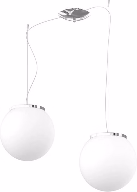 Lampadario Contemporaneo Mars Metallo Cromo Vetro Bianco 2 Luci E27 D25Cm