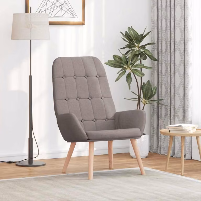 Sedia Relax vidaXL in tessuto beige e grigio con struttura in metallo e imbottitura in schiuma