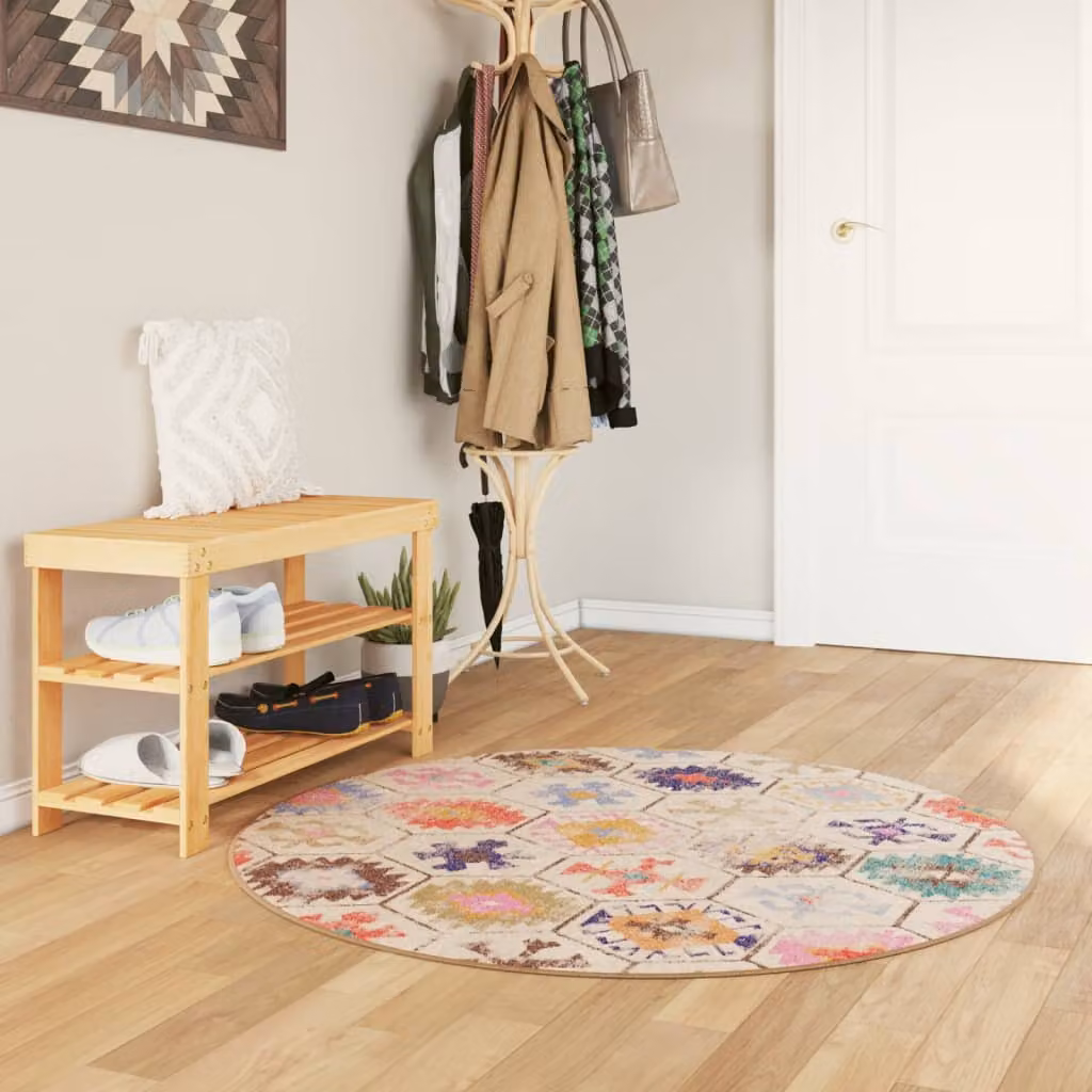 Tappeto rotondo moderno vidaXL multicolore in poliestere, lavabile e fonoassorbente, Ø 120 cm