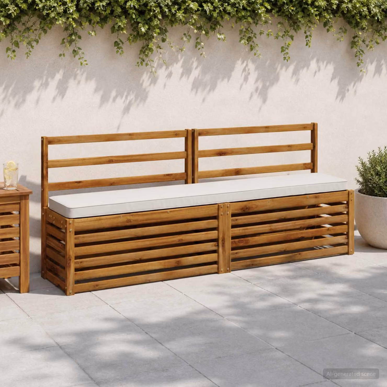 Cuscino per panchina vidaXL VUGHT in poliestere bianco con rivestimento rimovibile e resistente ai raggi UV